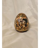 Japanese Satsuma Hand Painted Ceramic Egg Peacocks and Flowers - £17.64 GBP