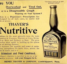 Thayer&#39;s Nutritive Cough Medicine 1894 Advertisement Victorian Medical 2... - $19.99
