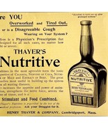 Thayer&#39;s Nutritive Cough Medicine 1894 Advertisement Victorian Medical 2... - $367.32 MXN