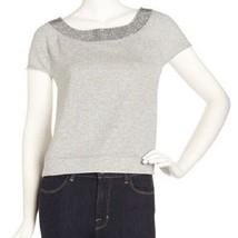 Alice + Olivia Women&#39;s Studded Cropped Sweatshirt Top in Heather Gray si... - $93.31