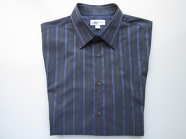 John W. Nordstrom Stripes Med-Spread Men Dress Shirt Navy XL (17.5 | 36)  - £25.45 GBP