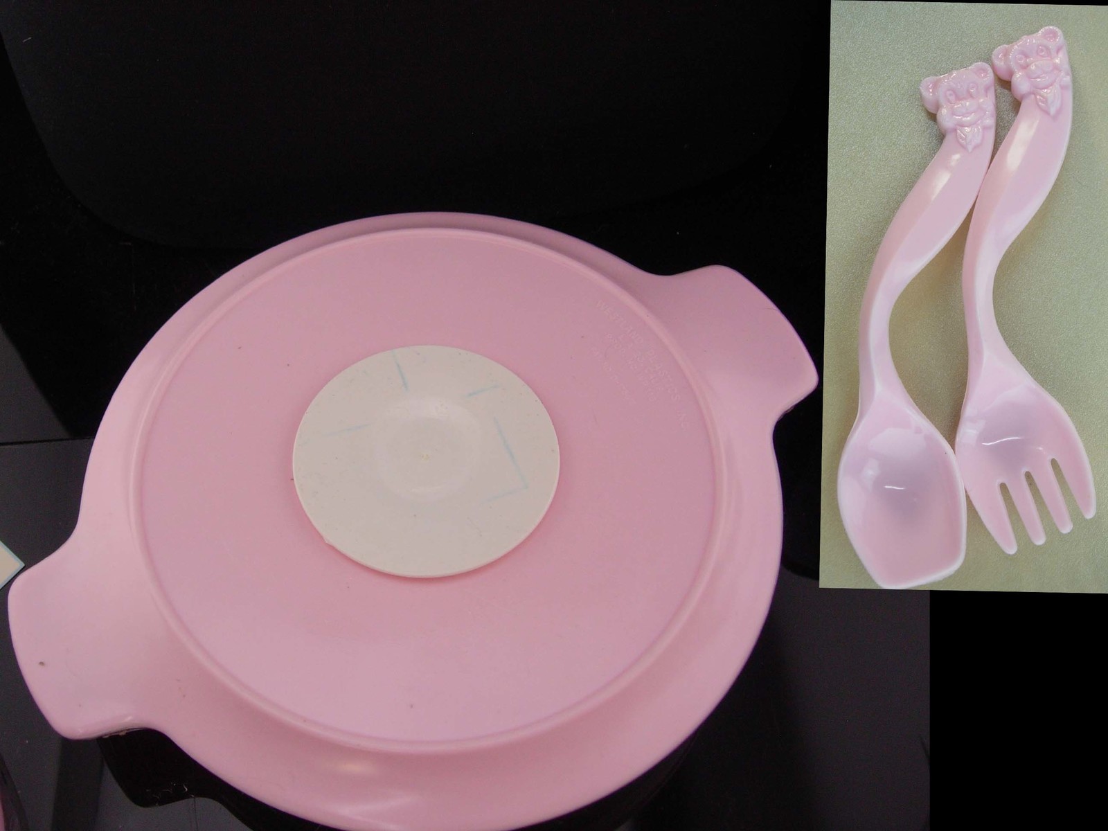 Vintage Tommee Tippee Hot plate bear spoons original box 1960s baby set Other