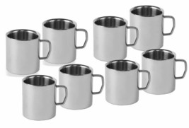 Stainless Steel 150Ml Steel Tea Cups Steel Coffee Mugs  Double Wall 12Pc - £48.73 GBP