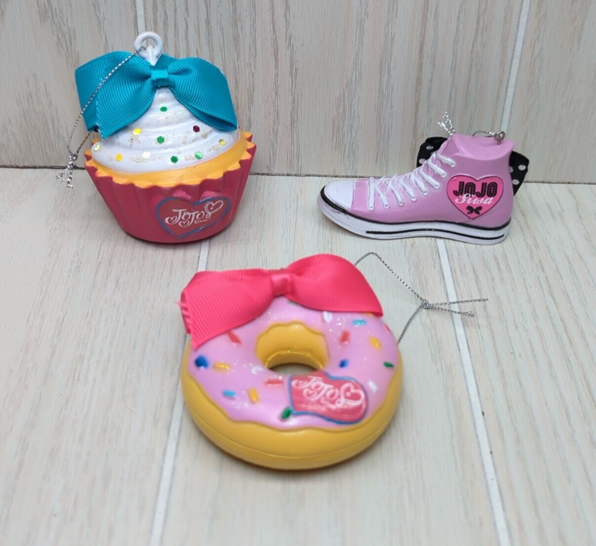 Primary image for Jojo Siwa Lot 3 Christmas Tree Ornaments Donut cupcake High top sneaker shoe bow