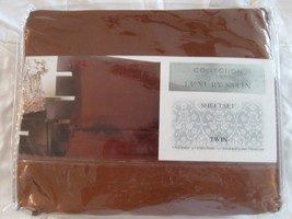 Judith Roberts Luxury Soft Silk~y Satin 3 Pcs TWIN Size Sheet Set Brown Copper - £23.94 GBP