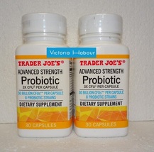 Two pack: Trader Joe&#39;s Advanced Strength Probiotic 3X CFU 30 Capsules SEALED x2 - £33.18 GBP