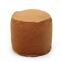 Apricot Velvet Cylinder Pouf Ottoman Floor Cushion 16x16x16 - $1,462.06 MXN