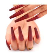 XXL Extra Long Press on Nails Coffin Glossy Fake Nails - 24 Pieces - Red - $16.28 CAD