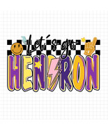 Let’s Go Hendron PNG Retro Mascot PNG Lightning Bolt Checkered School Sp... - $45.66 MXN