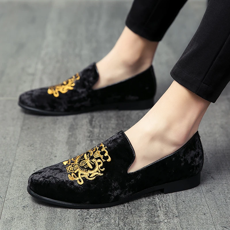 New Men&#39;s Suede Soft Penny Loafers Embroidered Design Flat Slip-On Forma... - $35.28