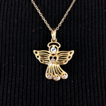 ROSS-SIMONS topaz &amp; diamond angel necklace - vermeil sterling silver 18&quot; chain - £27.33 GBP