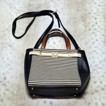 Kate Spade Leo Houston Street Black and Cream Two Tone Striped Leather Handbag - £67.57 GBP