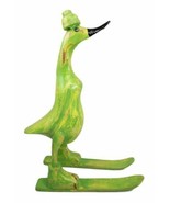 Balinese Wood Handicrafts &quot;Bebek Angsa&quot; Key Lime Green Skiing Duck Figurine - $54.66 CAD