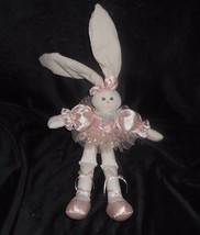 16&quot; VINTAGE TB TRADING WHITE PINK BALLERINA BUNNY RABBIT STUFFED ANIMAL ... - £22.28 GBP