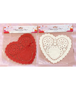 Happy Valentine&#39;s Day heart shaped 8&quot; paper doilies 2 packs of 18 red an... - €3,39 EUR