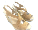 Alfani Pinae Open Toe Strappy Wedge Sandals- Sahara Faux Suede, US 10M - $24.75