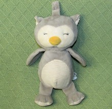 Kellytoy Plush Owl Rattle Gray Baby Toy Crinkle Wings 10&quot; Stuffed Animal Sleepy - £8.44 GBP