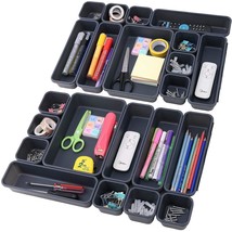 22 Pack Desk Drawer Organizers,Interlocking Junk Drawer And Storage With 3 Sizes - £20.53 GBP