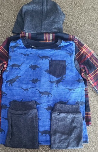 Andy & Evan ~ Three (3) Piece ~ Kids Hooded Flannel Set ~ Red Dino ~ Size 4T Item image 9