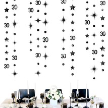Black 30Th Birthday Decorations Number 30 Circle Dot Twinkle Star Garland Metall - £19.69 GBP