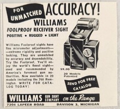 1952 Print Ad Williams Receiver Sights for Guns on the Range Davison,Michigan - £5.64 GBP