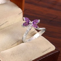 1.75 Carat Natural Amethyst Ring in Silver, Amethyst Wedding Band, Sterling Silv - $32.40