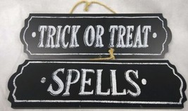 Black Trick or Treat &amp; Spells Signs Halloween Decor 13&#39;&#39; New - £15.94 GBP