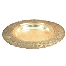 Round Serving Tray Footed Hammered Texture Finish 2 Recessed Areas Silver - £117.32 GBP