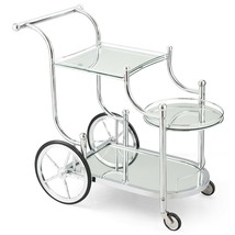 Kitchen Rolling Bar Cart with Tempered Glass Suitable for Restaurant and Hotel - - $3,508.45 MXN