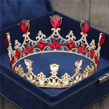 Big Crystal Tiara Wedding Crown Vintage Royal Queen King Tiaras and Crowns Pagea - £30.46 GBP