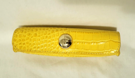 TALBOTS Yellow Croc Embossed Leather Snap Close Slim Eyeglass, Sm Cosmet... - $16.99