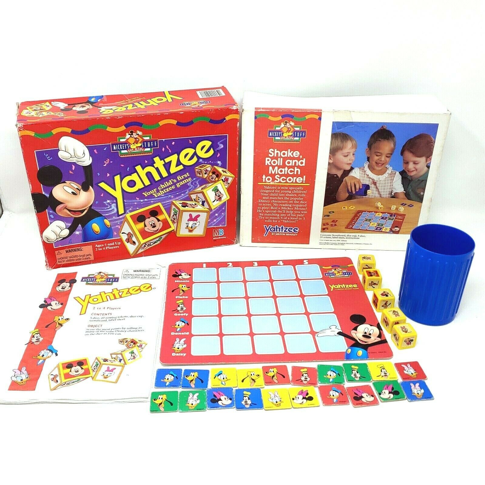 Vintage Mickey Mouse Yahtzee by Milton Bradley 1988 #4908 Complete Ages 5 and up - £19.97 GBP
