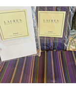 New Vintage Ralph Lauren Studio Stripe Standard Pillow Shams 2 Purple St... - $64.30