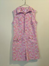 Carol Brent Romper Skort Dress Pink Daisy Print 1960s Sleeveless Zipper ... - £59.60 GBP