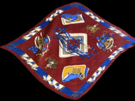 Vintage Neck Scarf Crinkle Equestrian Horse English European Burgundy Re... - €30,89 EUR