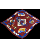 Vintage Neck Scarf Crinkle Equestrian Horse English European Burgundy Re... - $35.31