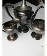 Antique &quot;S&quot; Monogram  Pairpoint Quadruple Plated Tea Set Cream Sugar Pot... - $600.53 MXN