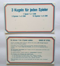 Kings Of Steel Pinball Instruction Cards Set of (2) 1984 German Text NOS - £15.49 GBP