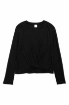 MSRP $70 Ralph Lauren Twist-Front Long-Sleeve Top Black Size Small - £11.11 GBP
