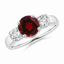 ANGARA Classic Garnet and Diamond Three Stone Engagement Ring in 14K Gold - £2,182.07 GBP