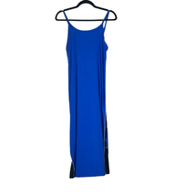 Eye Candy Womens Plus Size 1X Maxi Tank Dress Blue Black Side Snaps Inlay - $20.57