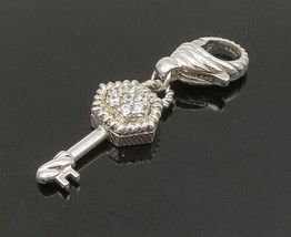 JUDITH RIPKA 925 Silver - Vintage Cubic Zirconia Key Motif Pendant - PT19498 - £73.76 GBP