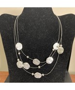 Silvertone Floating Textured Disc and Wire Multi-Strand Necklace - £11.62 GBP
