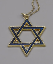 Star Of David Necklace With Navy Blue Enamel - £19.91 GBP