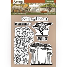 Stamperia Cling Rubber Stamp 5.5&quot;X7&quot;-Crackle &amp; Tree, Savana - $19.08
