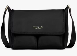Kate Spade Sam Black Nylon Medium Messenger Bag K5051 Purse NWT $228 Retail - £87.30 GBP