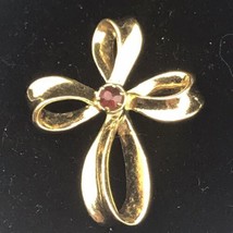 Cross Gold Tone Jeweled Pendant Charm Vintage By Avon - £6.98 GBP