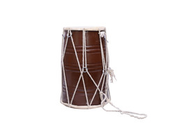 Baby Hanmade Dholak doori Wooden With bag Brown colour dholaki dhol gift - £79.13 GBP