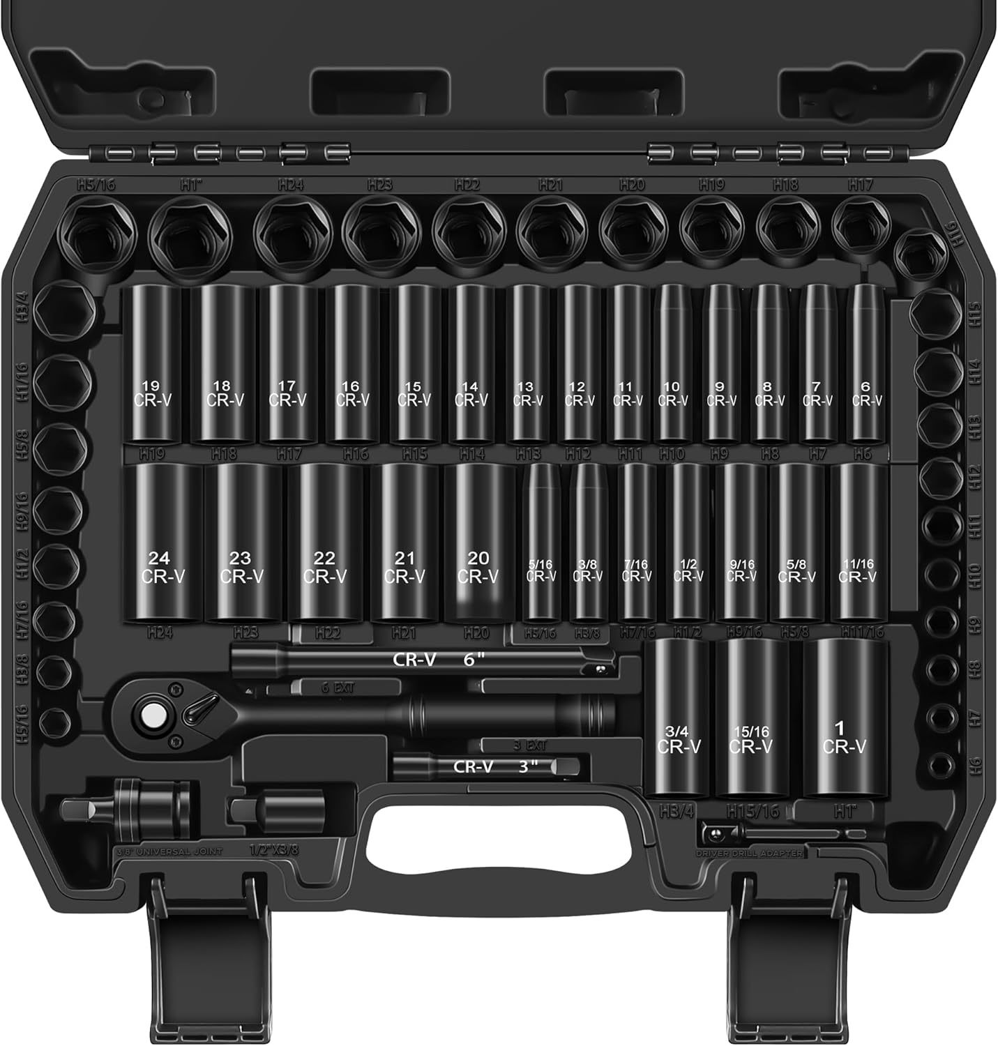 Aloanes 64-Piece 3/8&quot; Drive Socket Set, Sae (5/16&quot;-1&quot;) &amp; Metric (6Mm-24M... - $81.98
