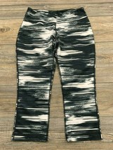 Idealogy Leggings Medium Cropped/Capri Black, White Grey Stripe Waist Po... - $14.85